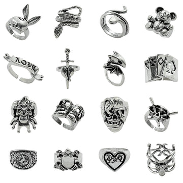 DAIIIBABYYY  -  Trendy Vintage Plated Silver Skeleton Rings for Men Party Punk Jewelry Gothic Snake Opened Rings Finger Accessories for Women